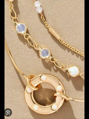 NWT! Anthropologie, Birthstone 3 Layered Necklace, April/quartz, MSRP $78
